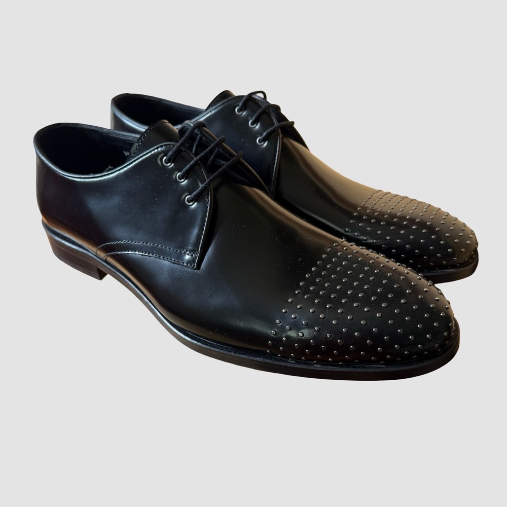 Jared Lang Black Leather Studded Dress Shoes EU 43